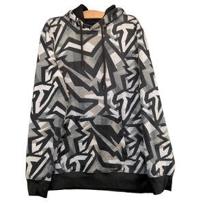 Massive Men's Pullover Hoodie Multicolor Large Geometric Print Kangaroo Pocket